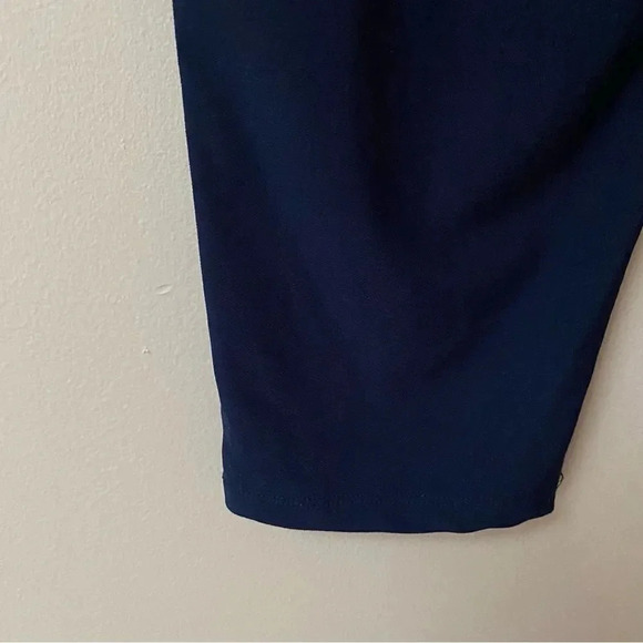 Leith Navy High Rise Cropped Pants XXS Pull On Pleated Front Workwear Chic - Picture 7 of 9